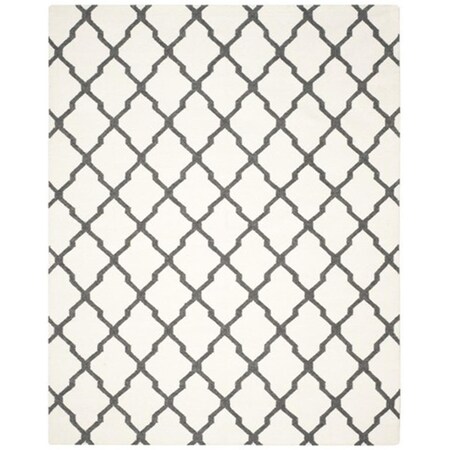 Safavieh Dhurries Hand Woven Flat Weave Rectangle Rug- Ivory - Charcoal- 8 x 10 ft. DHU645B-8